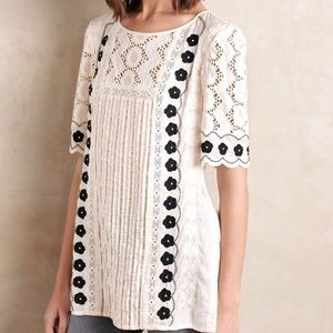 Anthropologie Floreat Veille Floral Lace Jewel Tunic Top 6